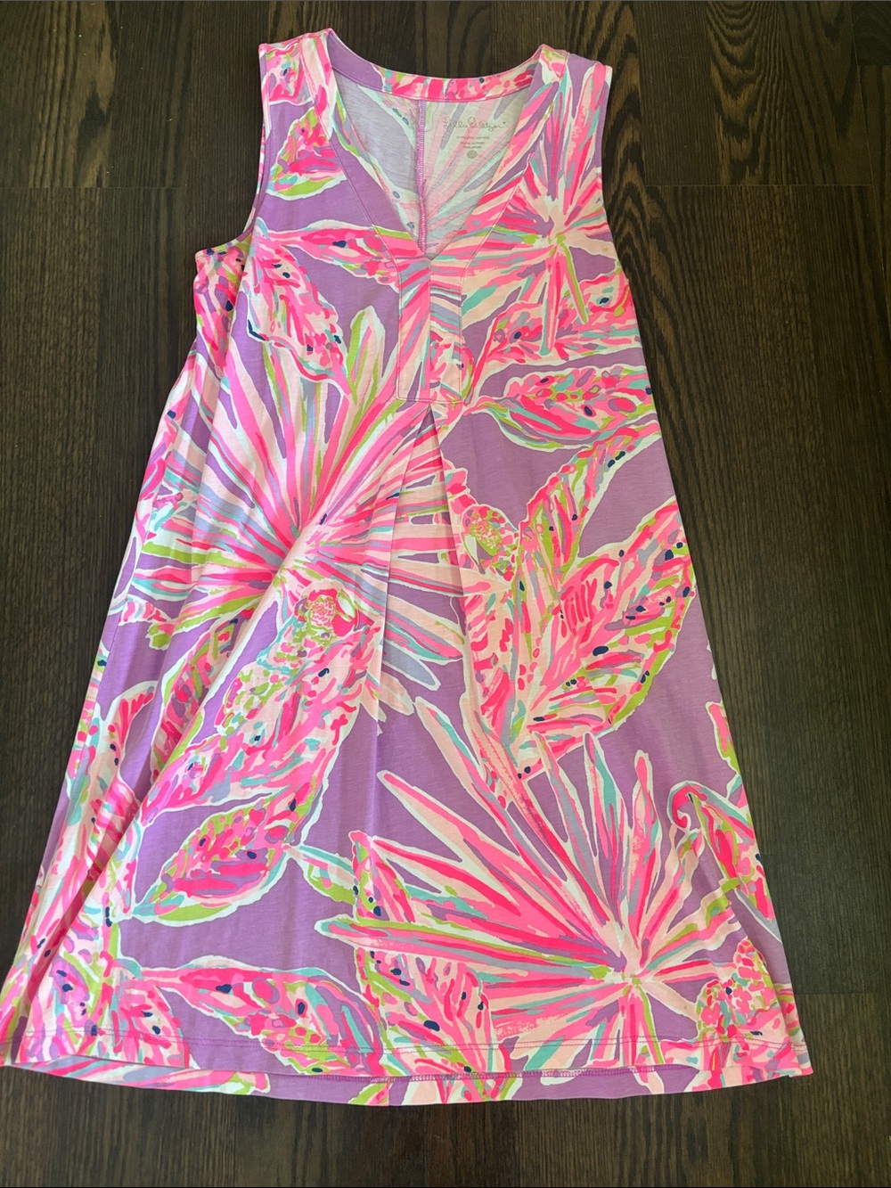 Worn Once Lilly Pulitzer Pink Purple Tropical Print Sleeveless Dress
